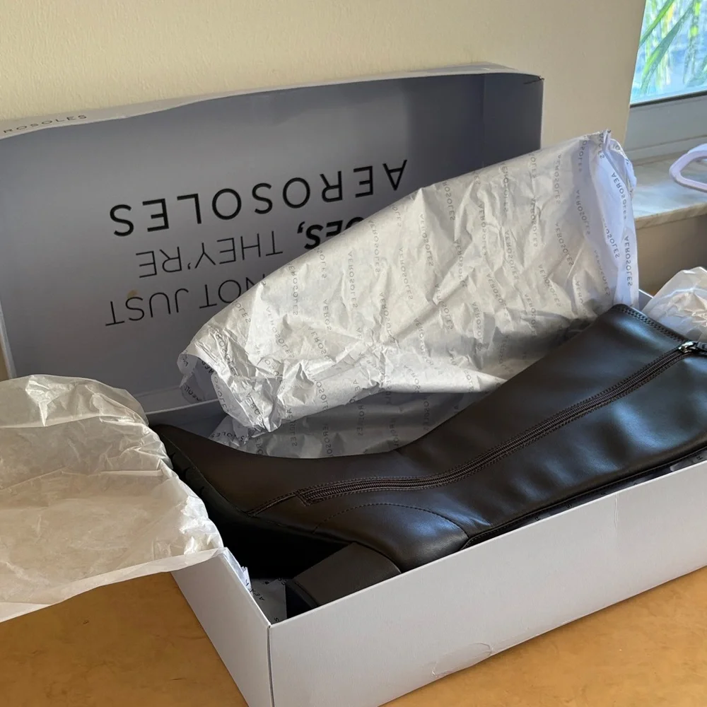 AEROSOLES Dark Brown Over-the-Knee Block Heel Boots - Picture 8 of 8